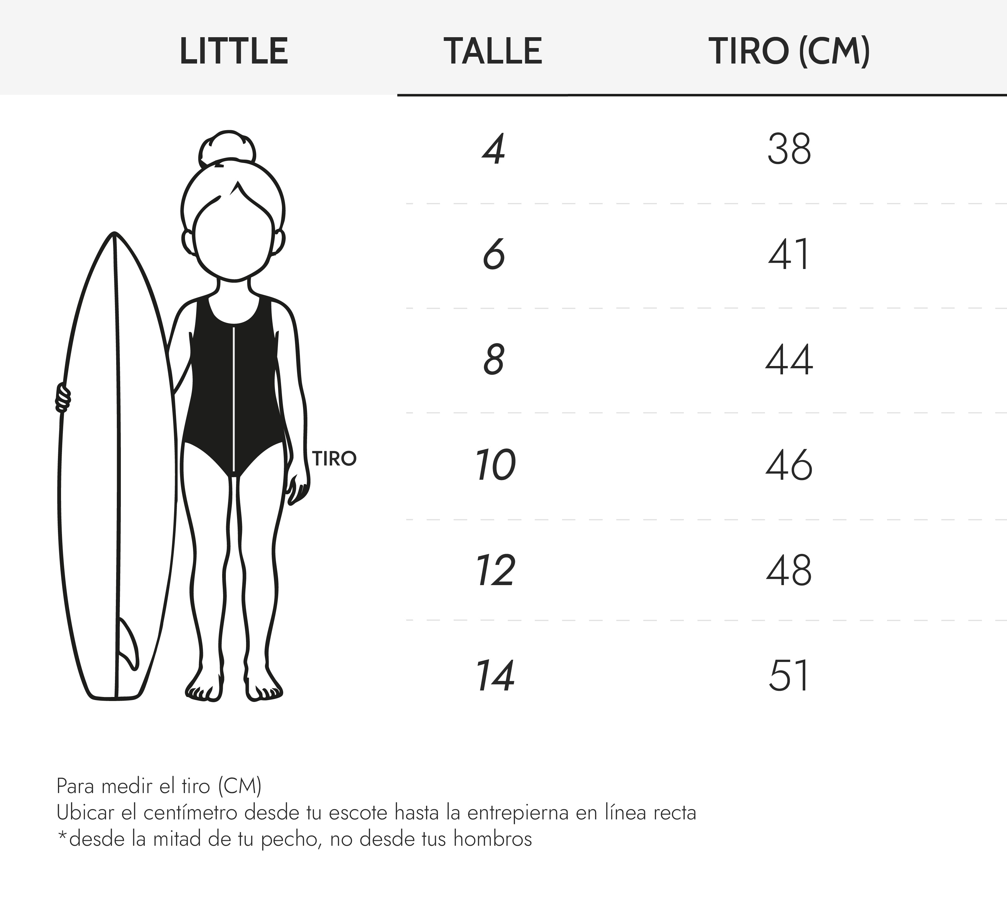 Tabla de talles Little Guadalupe